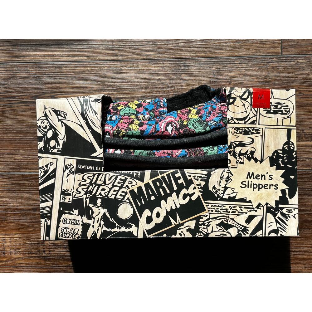 Marvel Comics Avengers Men's Slippers Sz M 9-10 Captain America Hulk NEW NIB